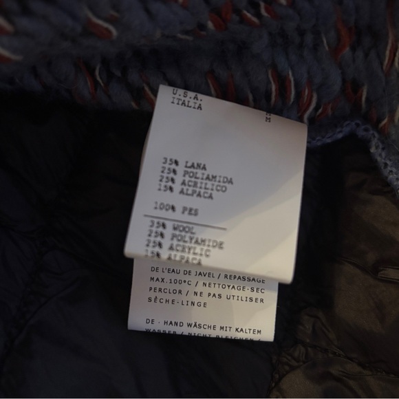 Aldo Martins NWT Thun Tweed Puffer Blazer M Navy Multi Made In Spain - Picture 5 of 5